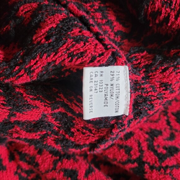 Talbots Floral Pattern Button-Up Cardigan Sweater Large Red & Black L - Picture 6 of 6